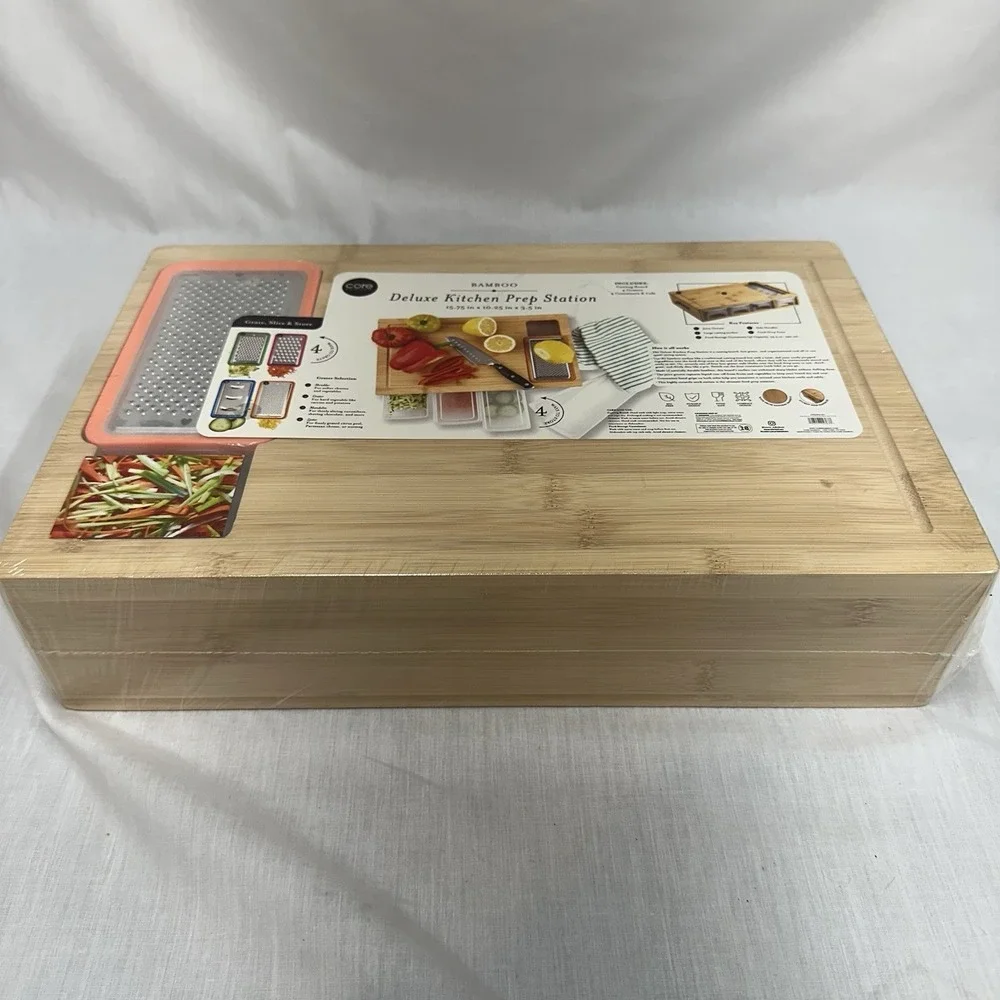 Bamboo Cutting Board with Drawers, Large Chopping Board with Juice Grooves‎